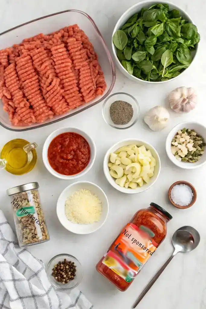 Ingredients for High Protein Lasagna