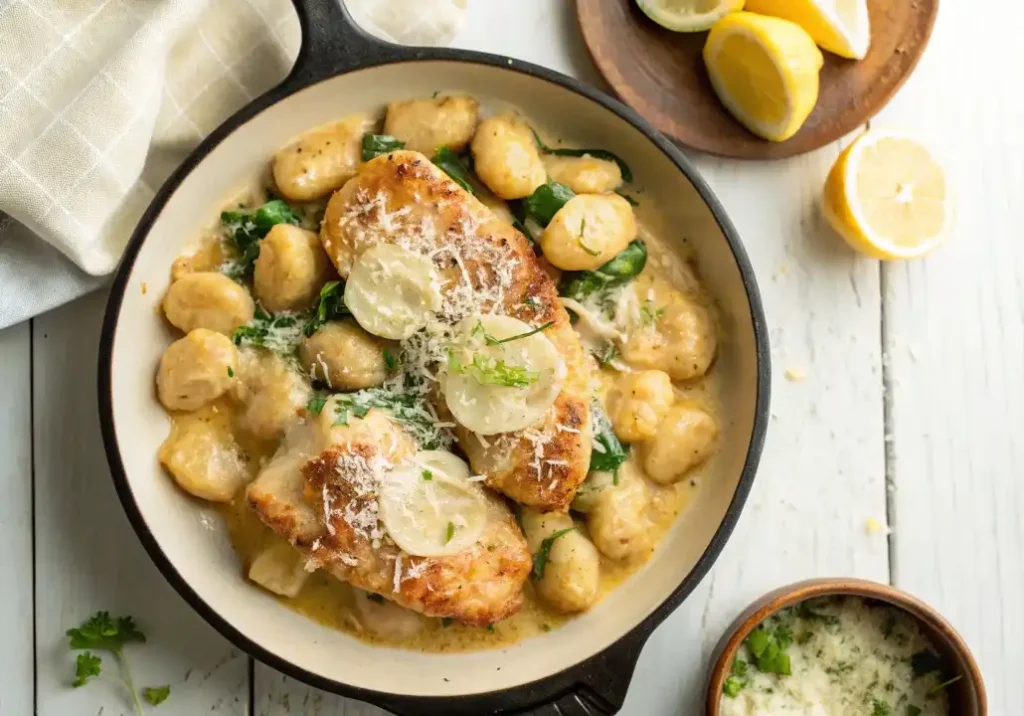 One Pan Lemon Parm Chicken Gnocchi