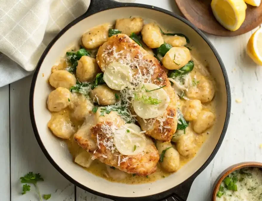 One Pan Lemon Parm Chicken Gnocchi